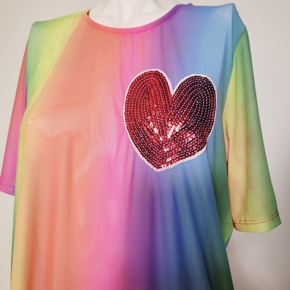 New Iron Fist Sheer Rainbow dress Tank Top sequence heart part Covering - Picture 5 of 16